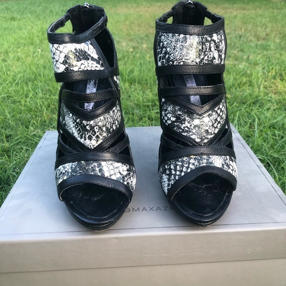 BCBG Shyanna White and Black Leather Heels - Picture 2 of 4